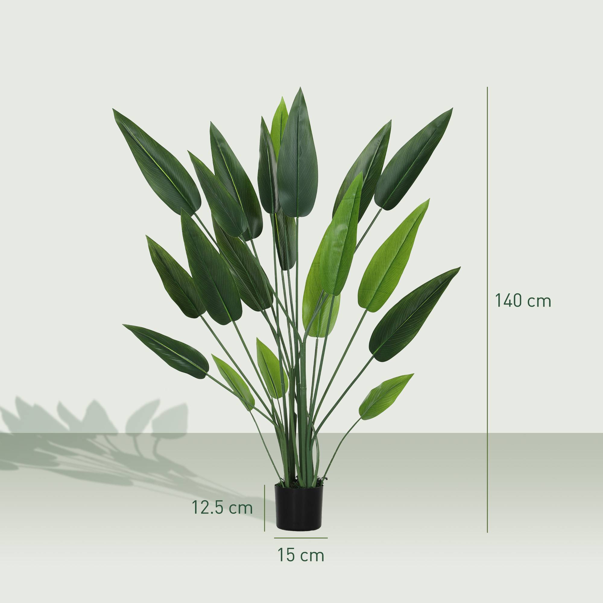 Sans Marque - Plante artificielle d'oiseau de paradis verte à 20 feuilles, 140 cm, avec pot, en PE, PEVA et PP - Image 5