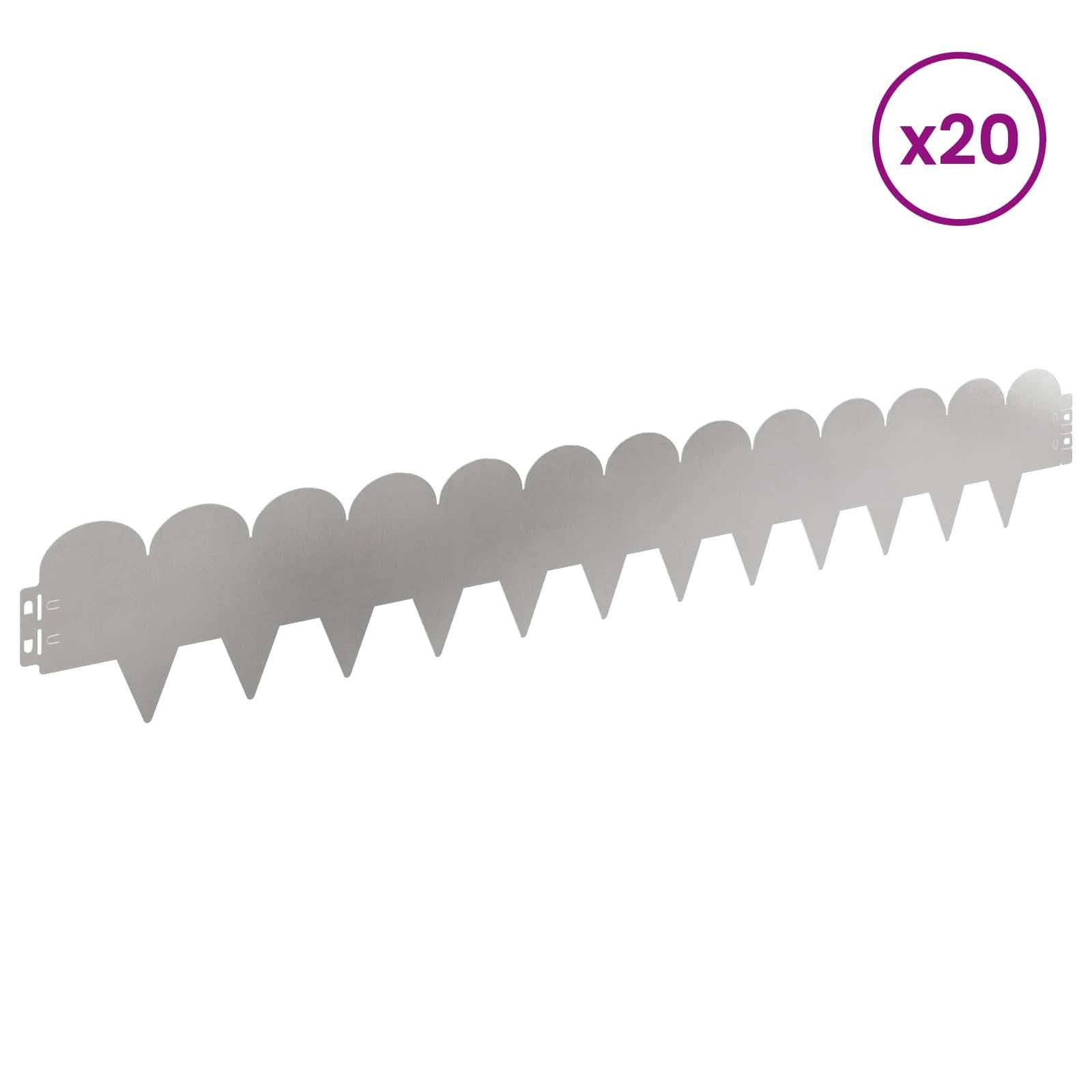 Bordure pelouse acier séparation jardin aménagement parterres 20 pcs 103x15cm argenté - ComfortXL Outdoor Living - Image 3
