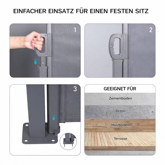 ComfortXL - Store latéral rétractable Aluminium pour Terrasse Brise-vue anti-vent 160x300cm Gris Foncé - ComfortXL Outdoor Living - Image 3