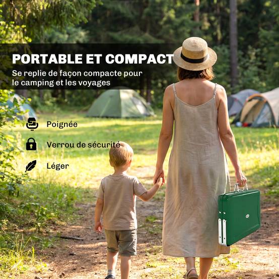Barbecue au charbon bois pliable, barbecue portable, poignée et pieds repliables, pour jardin, terrasse, camping, vert - Image 6