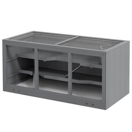 Cage pour rongeurs bois gris 115 x 57 x 55 cm - PANGIVO - Image 2