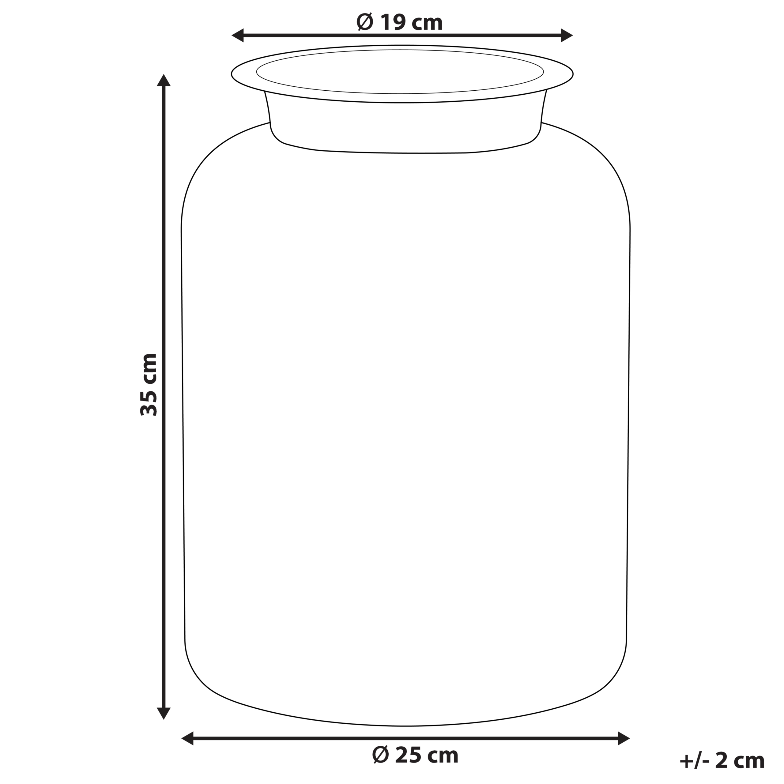 Vase à Fleurs Brun Doré en Verre 35 cm Accessoire Décoratif Fait Main de Forme Ronde à Col Large pour Buffet Design Moderne - Image 3