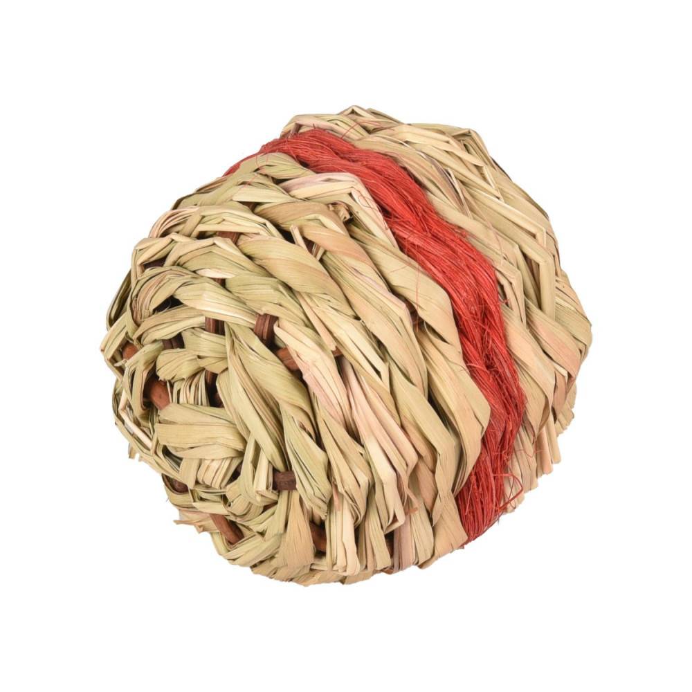 1 Balle d'osier rouge avec clochette ø 8 cm . jeux pour rongeur.