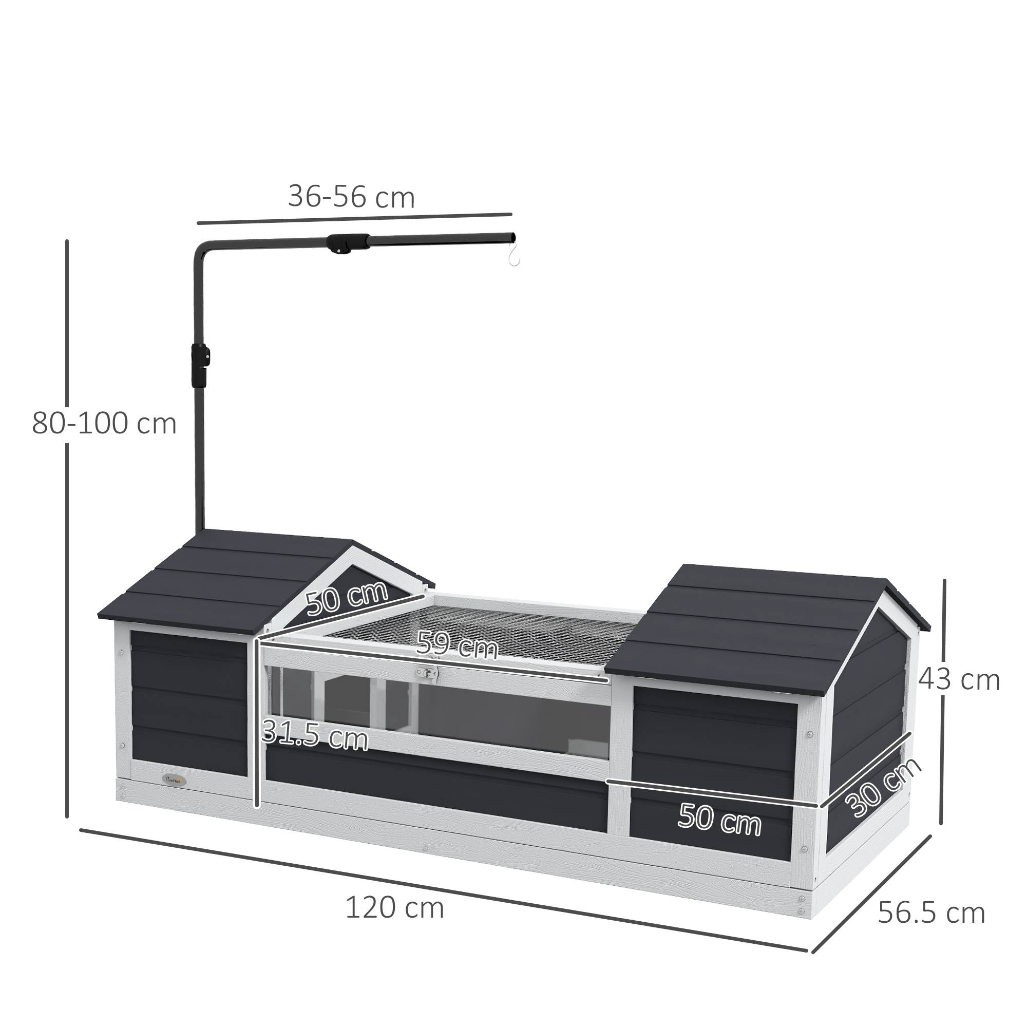 Enclos pour tortue bois gris 120 x 56.5 x 43 cm - PANGIVO - Image 5