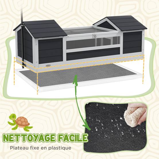 Enclos pour tortue bois gris 120 x 56.5 x 43 cm - PANGIVO - Image 8