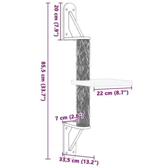 Arbre à chat mural - Arbre à grimper pour chat - Tour à chat avec griffoir crème 85,5 cm - Image 7