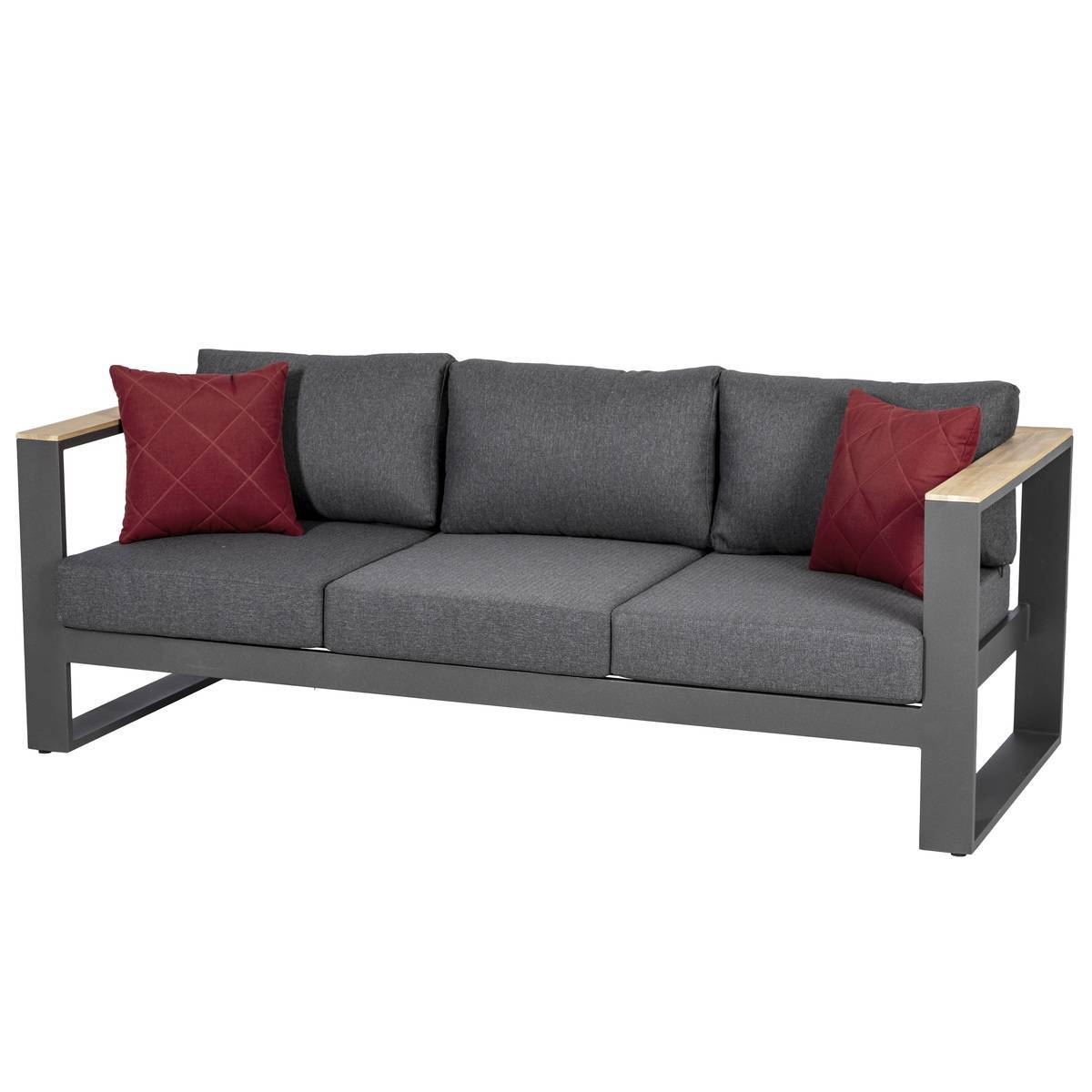 Hesperide - Canapé de jardin "Emperia" graphite en aluminium traité époxy et acacia Hespéride - Imagen 1