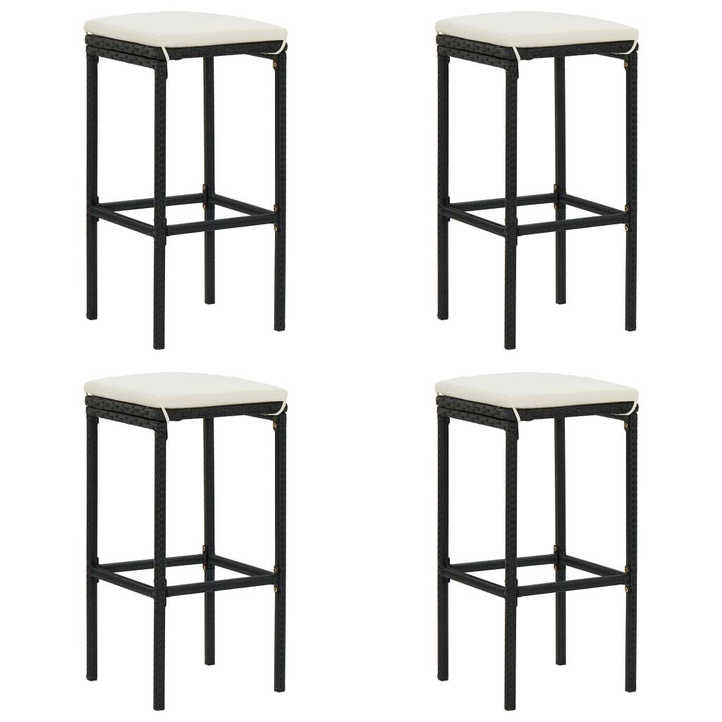 Helloshop26 - Ensemble de bar de jardin 5 pièces avec coussins noir poly rotin - Imagen 2
