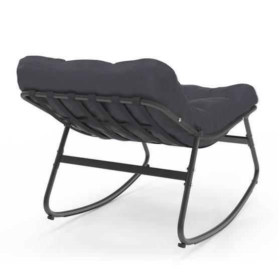 Lot de 2 fauteuils de jardin à bascule ARONA gris anthracite coussin gris - Image 5