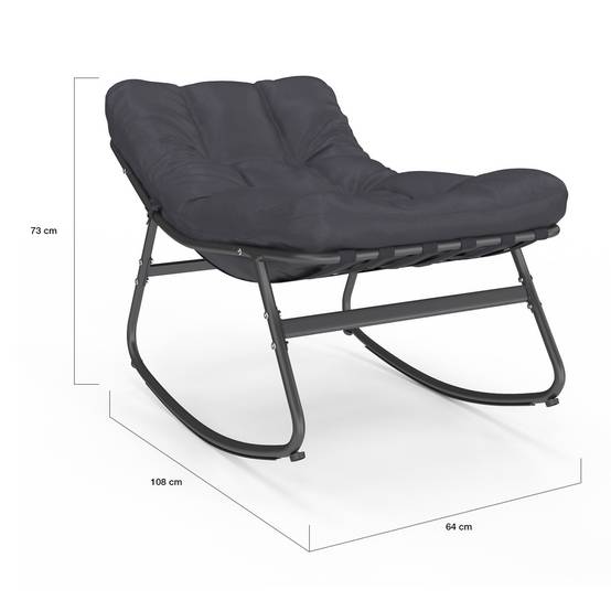 Lot de 2 fauteuils de jardin à bascule ARONA gris anthracite coussin gris - Image 6
