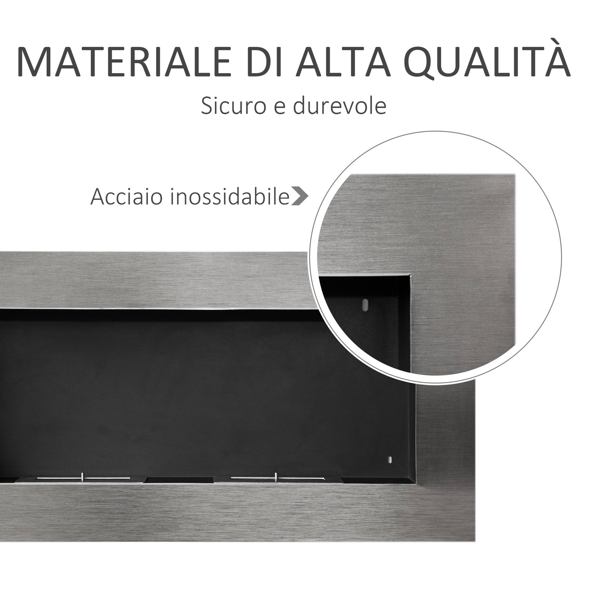 Cheminée murale au bioéthanol en acier inoxydable avec deux brûleurs, 0,9 L, 110 x 54 x 14 cm - Image 9