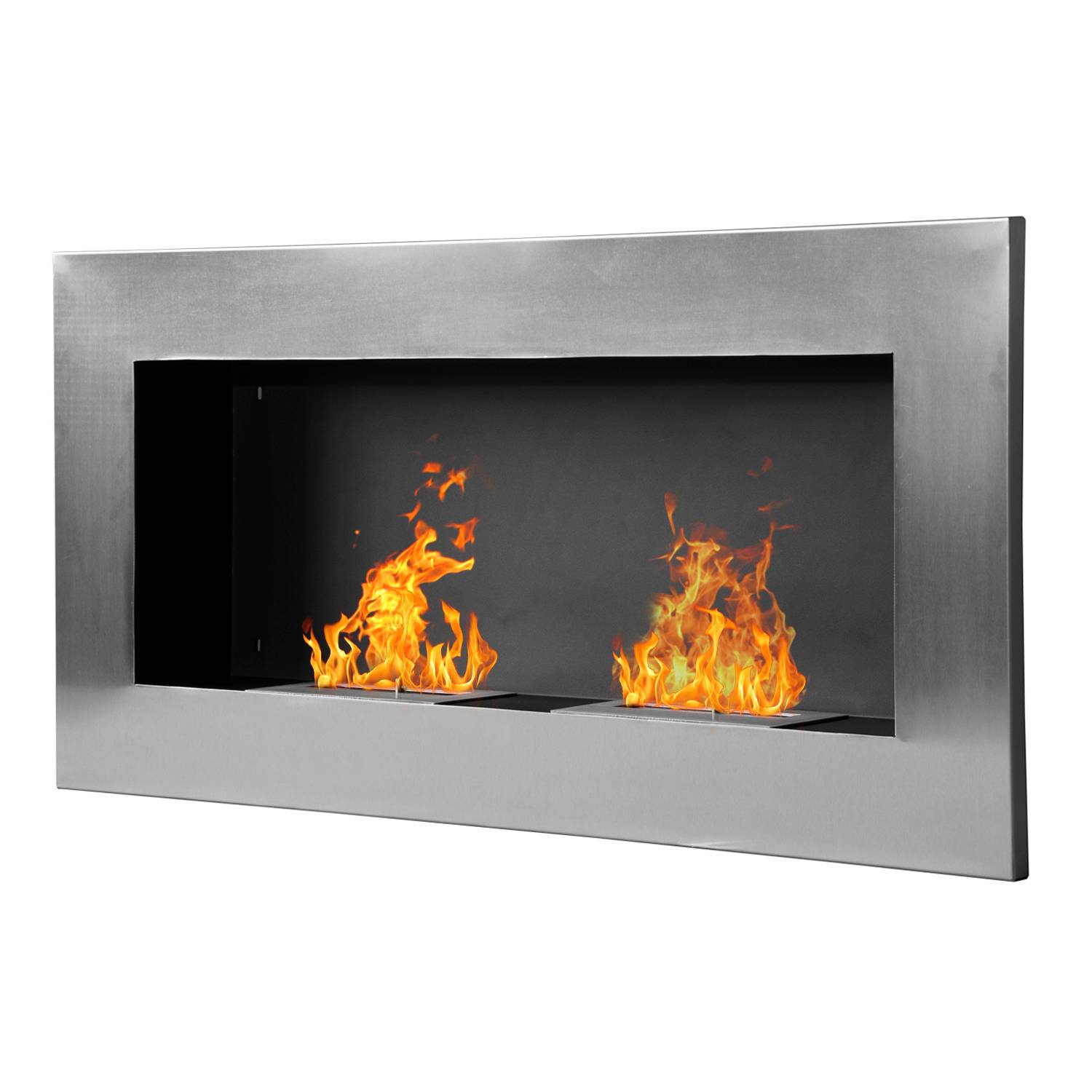 Cheminée murale au bioéthanol en acier inoxydable avec deux brûleurs, 0,9 L, 110 x 54 x 14 cm - Image 2