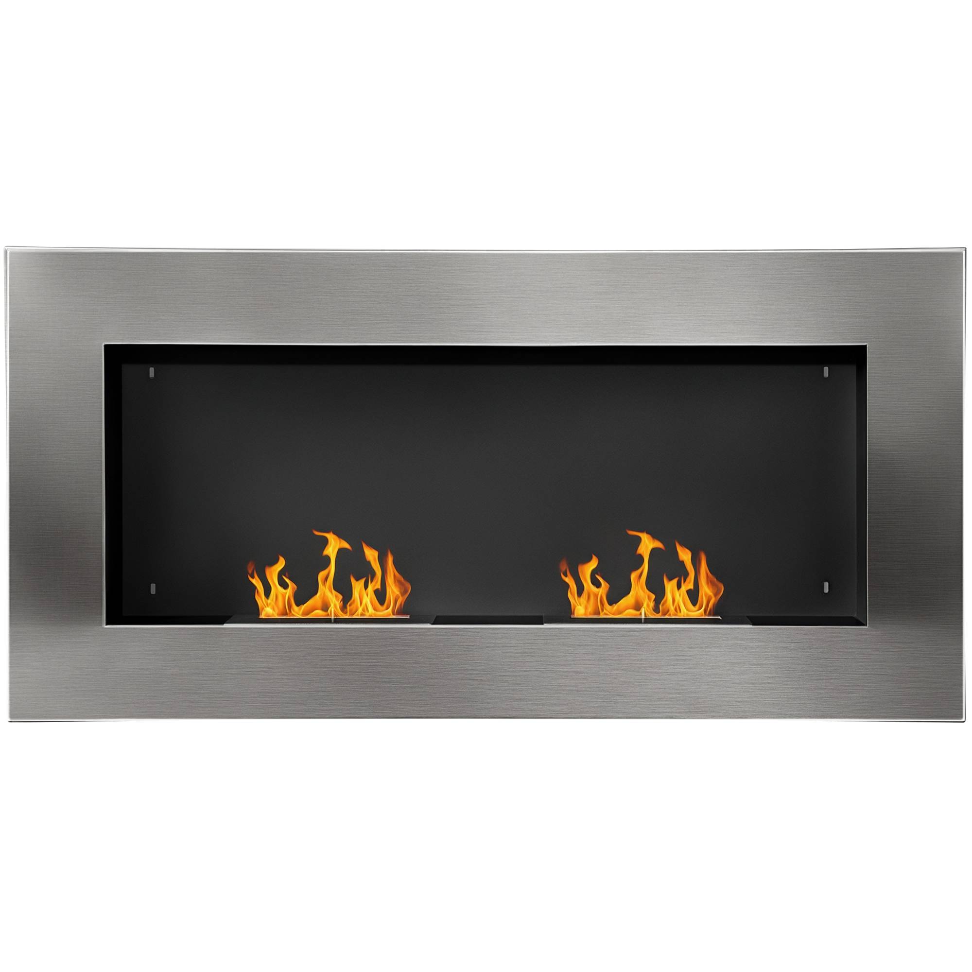 Cheminée murale au bioéthanol en acier inoxydable avec deux brûleurs, 0,9 L, 110 x 54 x 14 cm - Image 1