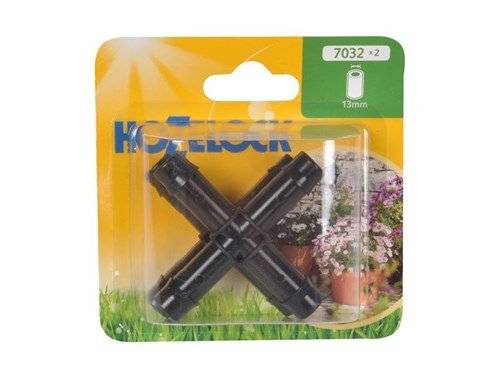Hozelock - Connecteur en croix pour créer une double dérivation du tuyau 13mm (x2) HOZELOCK