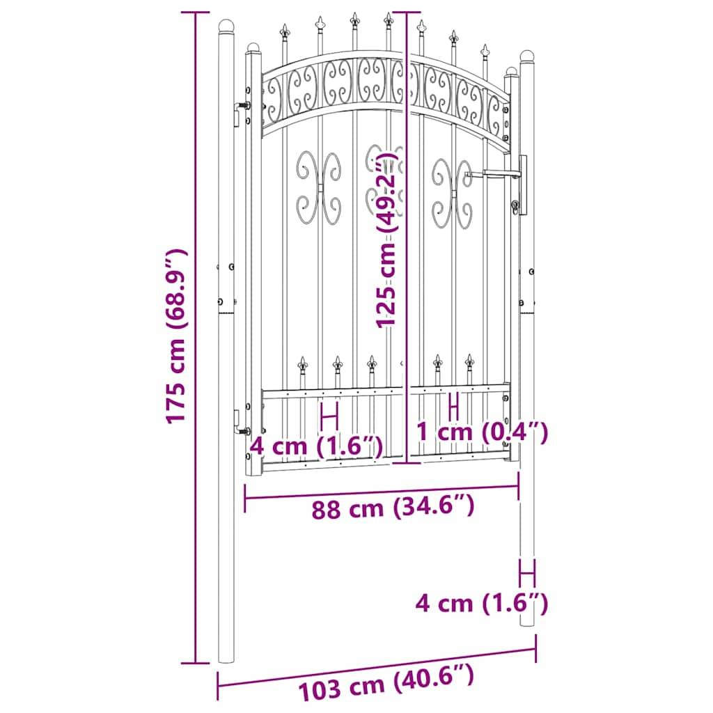 ComfortXL - Portillon de Jardin Sécurisé Acier Pointe de Lance pour Clôture Noir 103x125 cm – ComfortXL Outdoor Living - Image 6