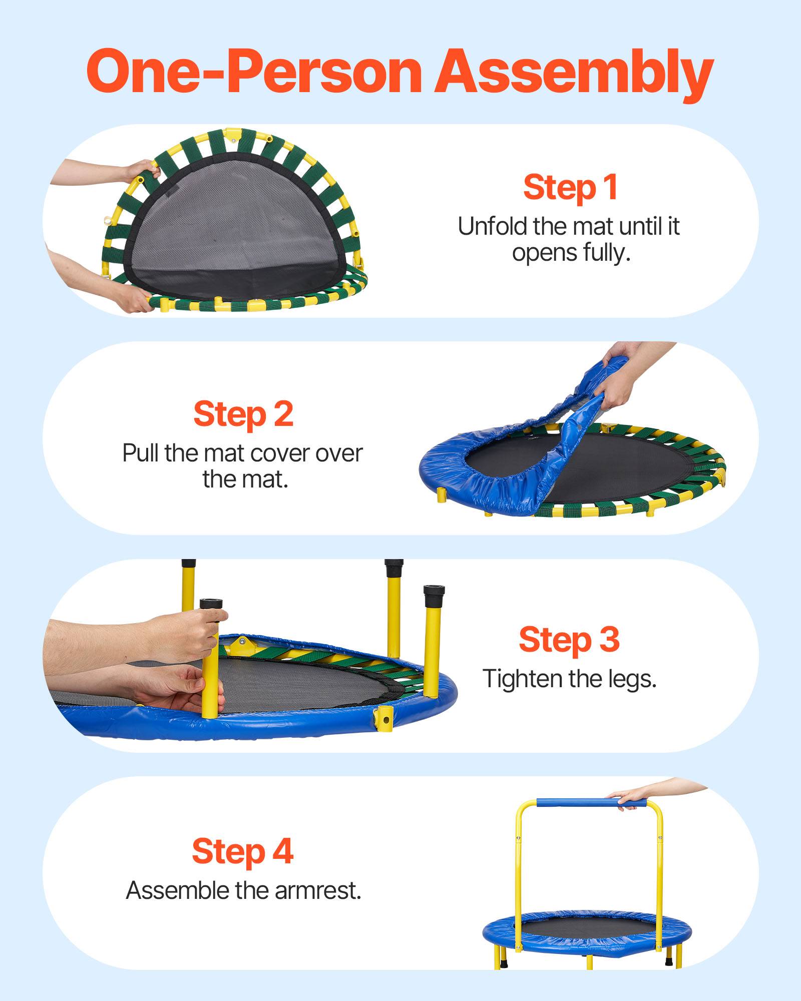 VEVOR Trampoline enfants 92 cm, pliable. Poignée mousse, pour 3 ans et plus. - Image 6