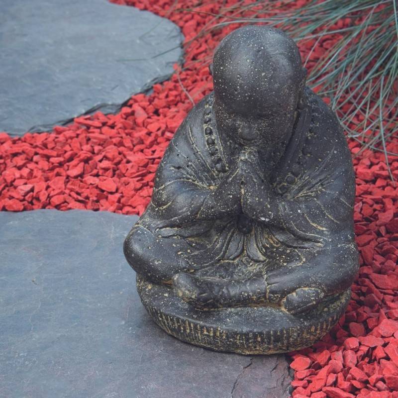 Jardinex - Statuette jardin moine assis 20 cm - Gris 20 cm - Jardinex - Imagen 3