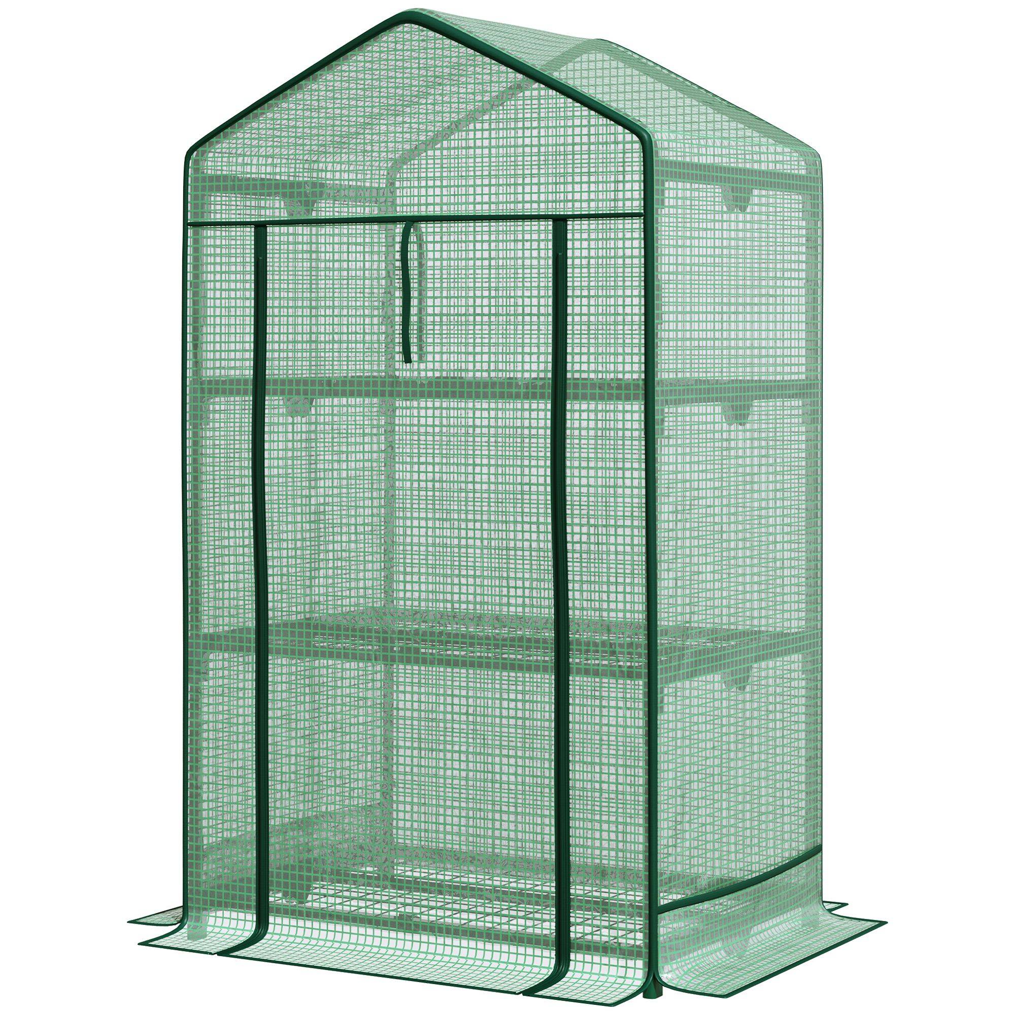 Sans Marque - Mini-serre serre semis bâche 3 étagères porte enroulable potager - Image 2