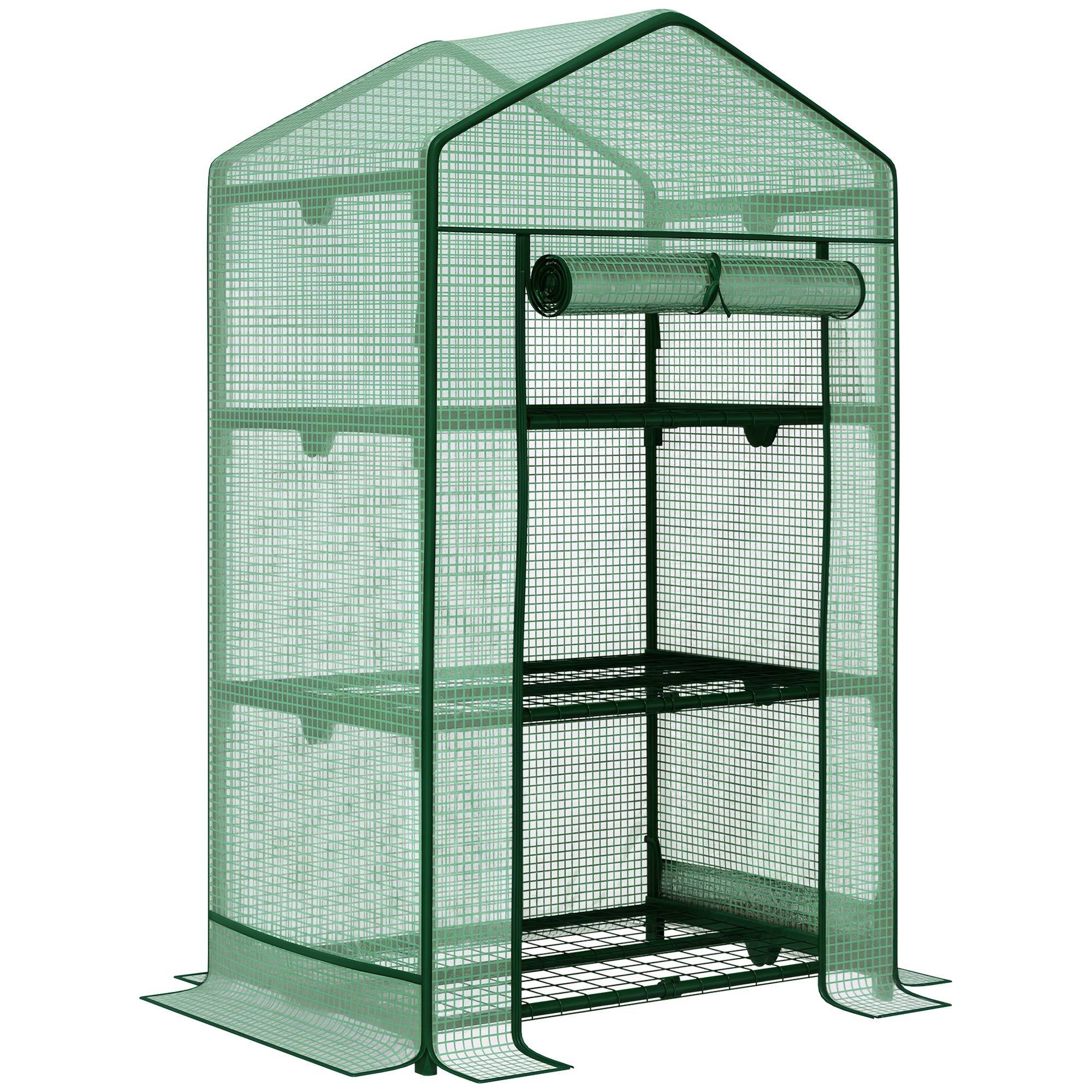 Sans Marque - Mini-serre serre semis bâche 3 étagères porte enroulable potager - Image 1