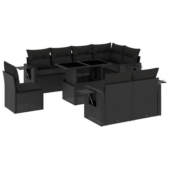 ComfortXL - Salon de jardin 9 places résine tressée avec table à hauteur réglable Noir – ComfortXL Outdoor Living - Image 2
