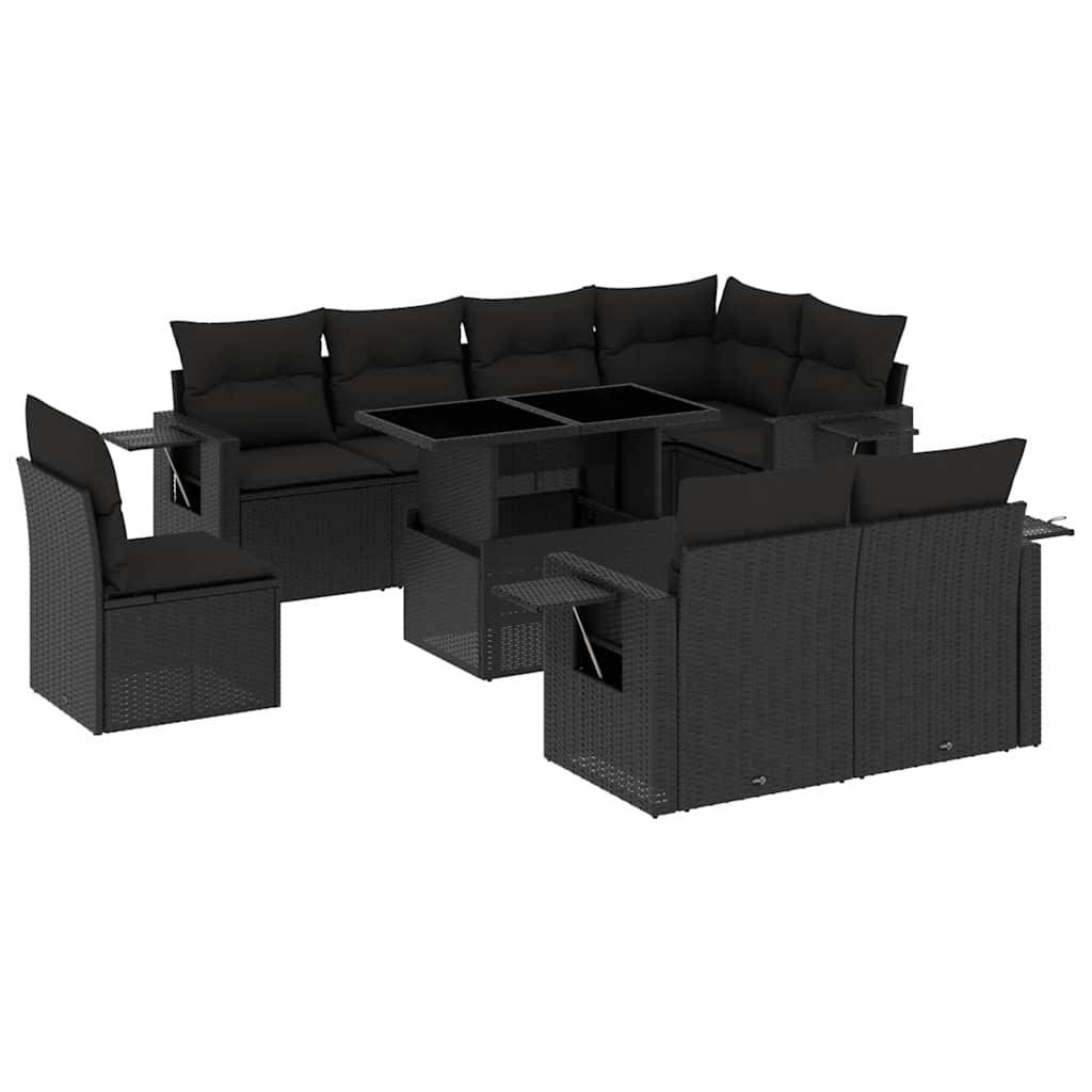 ComfortXL - Salon de jardin 9 places résine tressée avec table à hauteur réglable Noir – ComfortXL Outdoor Living - Image 2