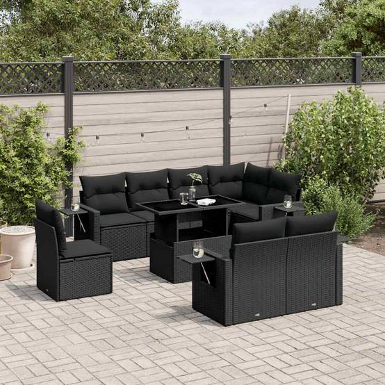 ComfortXL - Salon de jardin 9 places résine tressée avec table à hauteur réglable Noir – ComfortXL Outdoor Living - Image 1