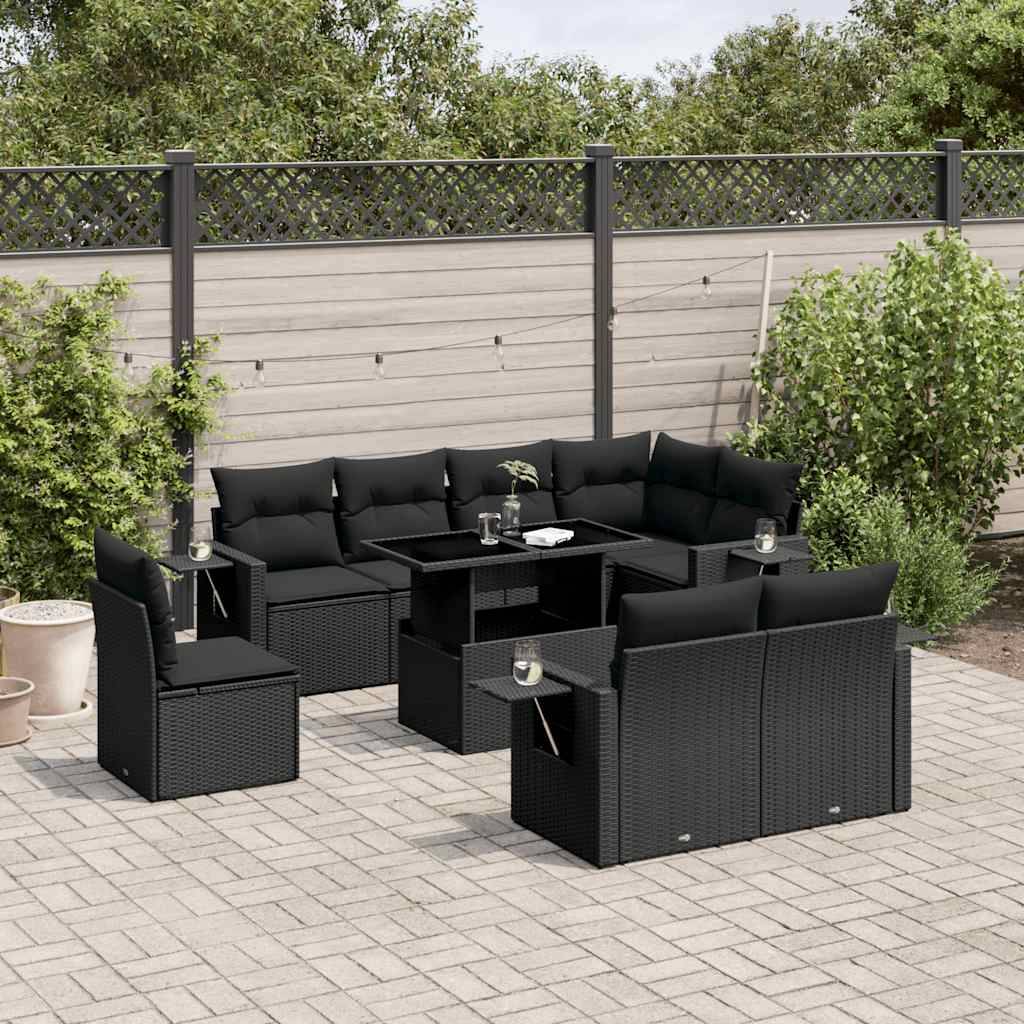 ComfortXL - Salon de jardin 9 places résine tressée avec table à hauteur réglable Noir – ComfortXL Outdoor Living - Image 1