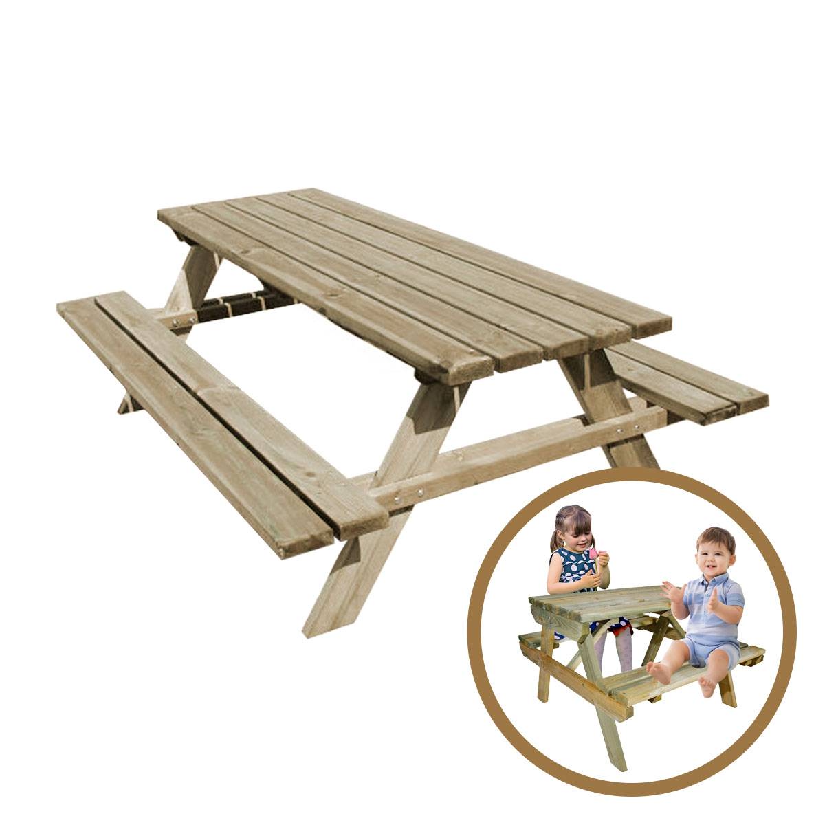 Table de pique-nique Fontainebleau + table de pique-nique enfant - Cémonjardin - Imagen 1