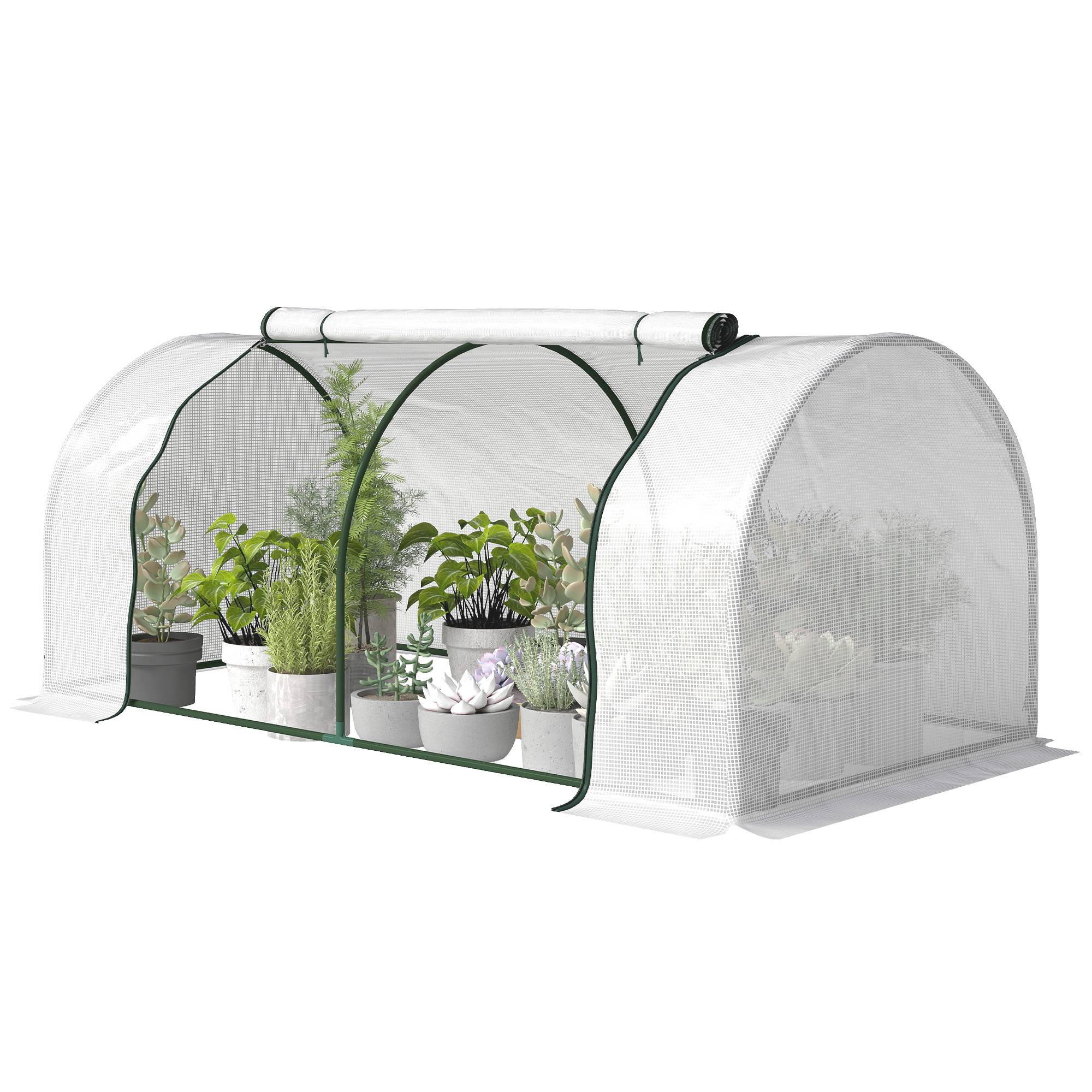 ComfortXL - Mini Serre Tomates Acier Légumes Bâche PE Porte Zippée Roulante 200x100x80cm Blanc - ComfortXL Outdoor Living - Image 2