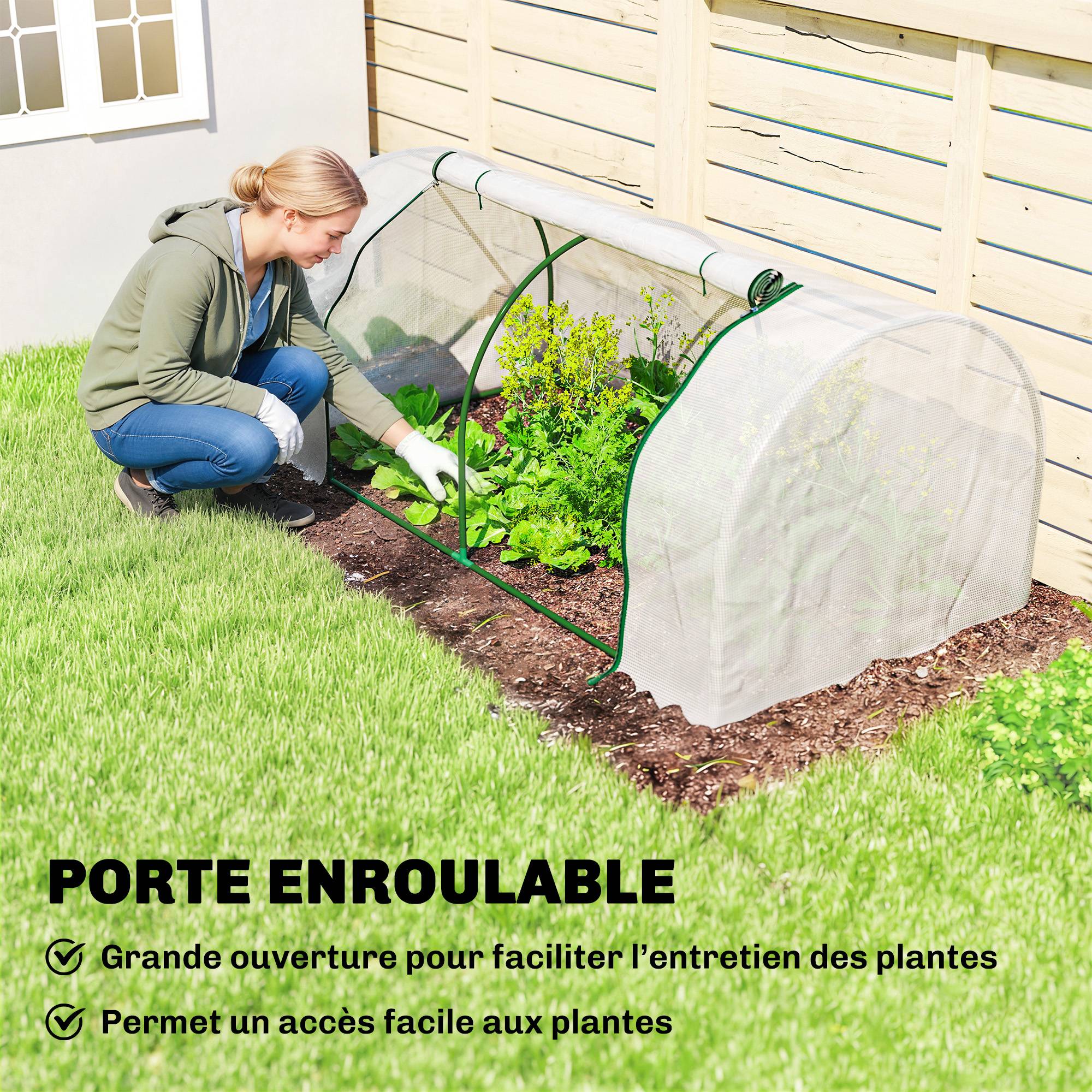 ComfortXL - Mini Serre Tomates Acier Légumes Bâche PE Porte Zippée Roulante 200x100x80cm Blanc - ComfortXL Outdoor Living - Image 8