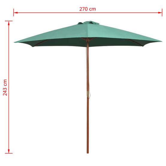 PANGIVO - Parasol avec poteau en bois 270 x 270 cm Vert - PANGIVO - Image 6
