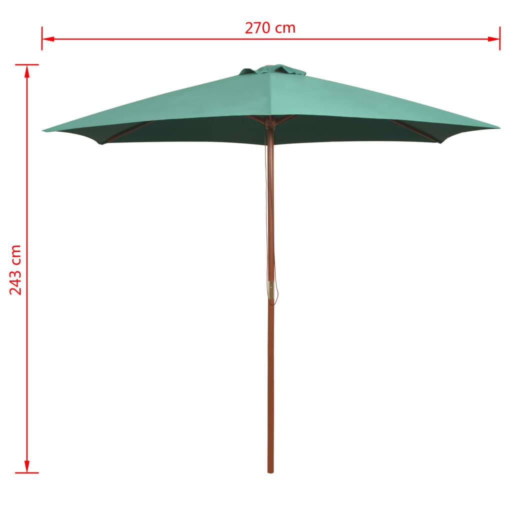 PANGIVO - Parasol avec poteau en bois 270 x 270 cm Vert - PANGIVO - Image 6