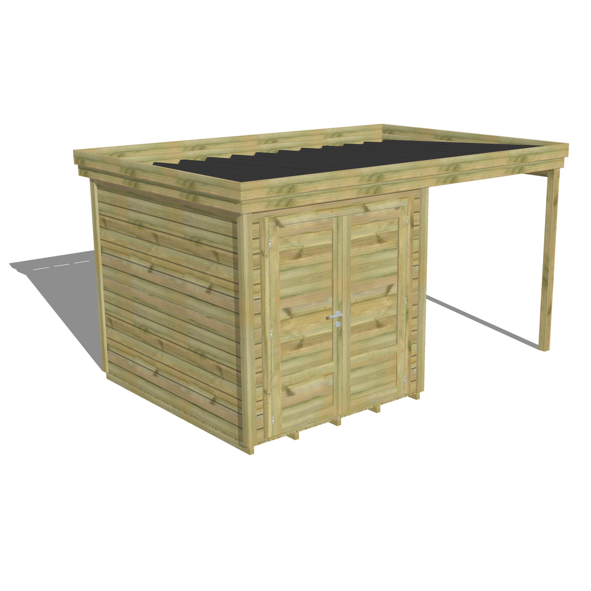 ABRI DE JARDIN bois  autoclave 27mm - 4,14x2,64m / 11m2 - Bac acier - Plancher bois - Image 1