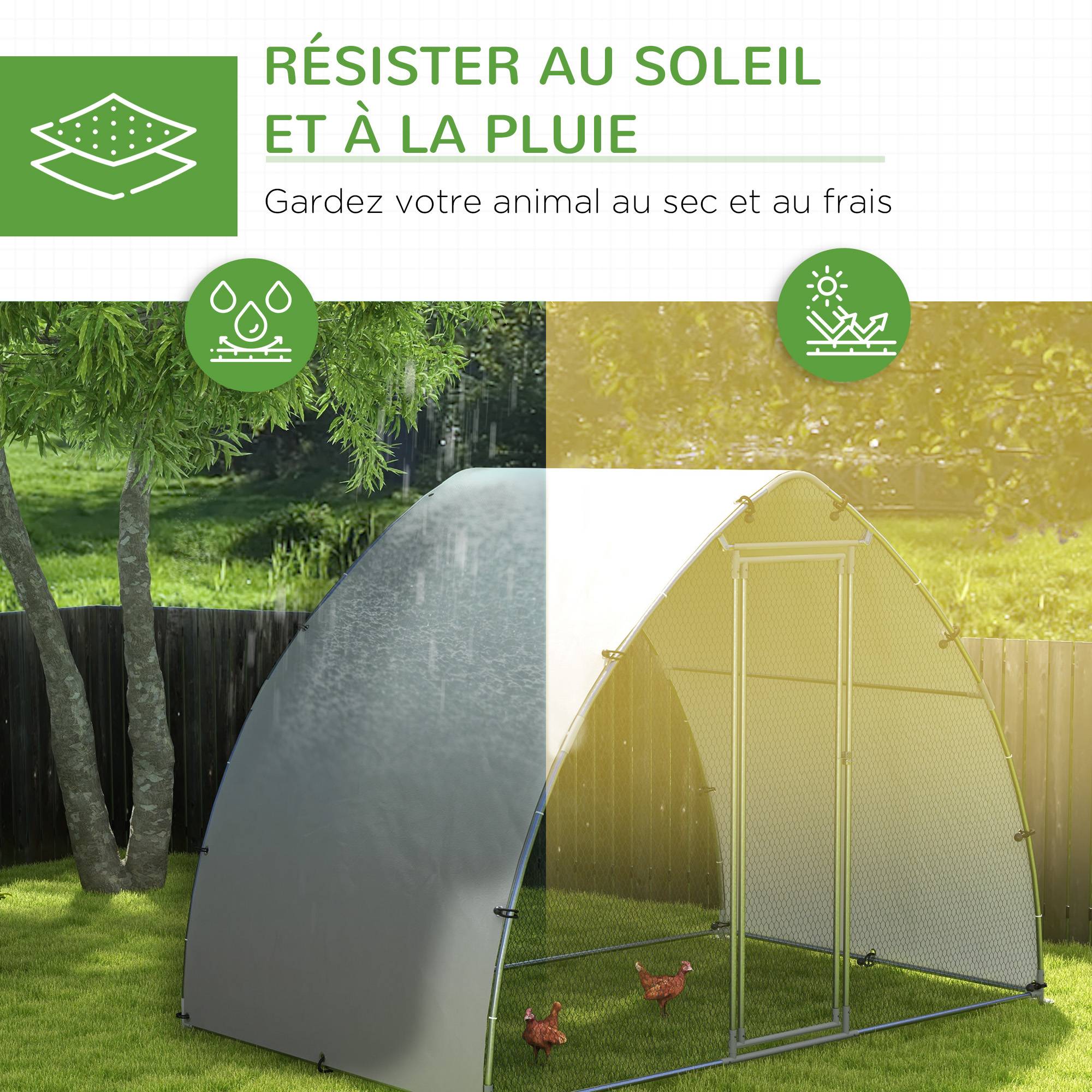 Grand Enclos Poulailler Acier Extérieur 5.75 m² - Parc Grillagé avec Toit Anti-UV - ComfortXL Outdoor Living - Image 6
