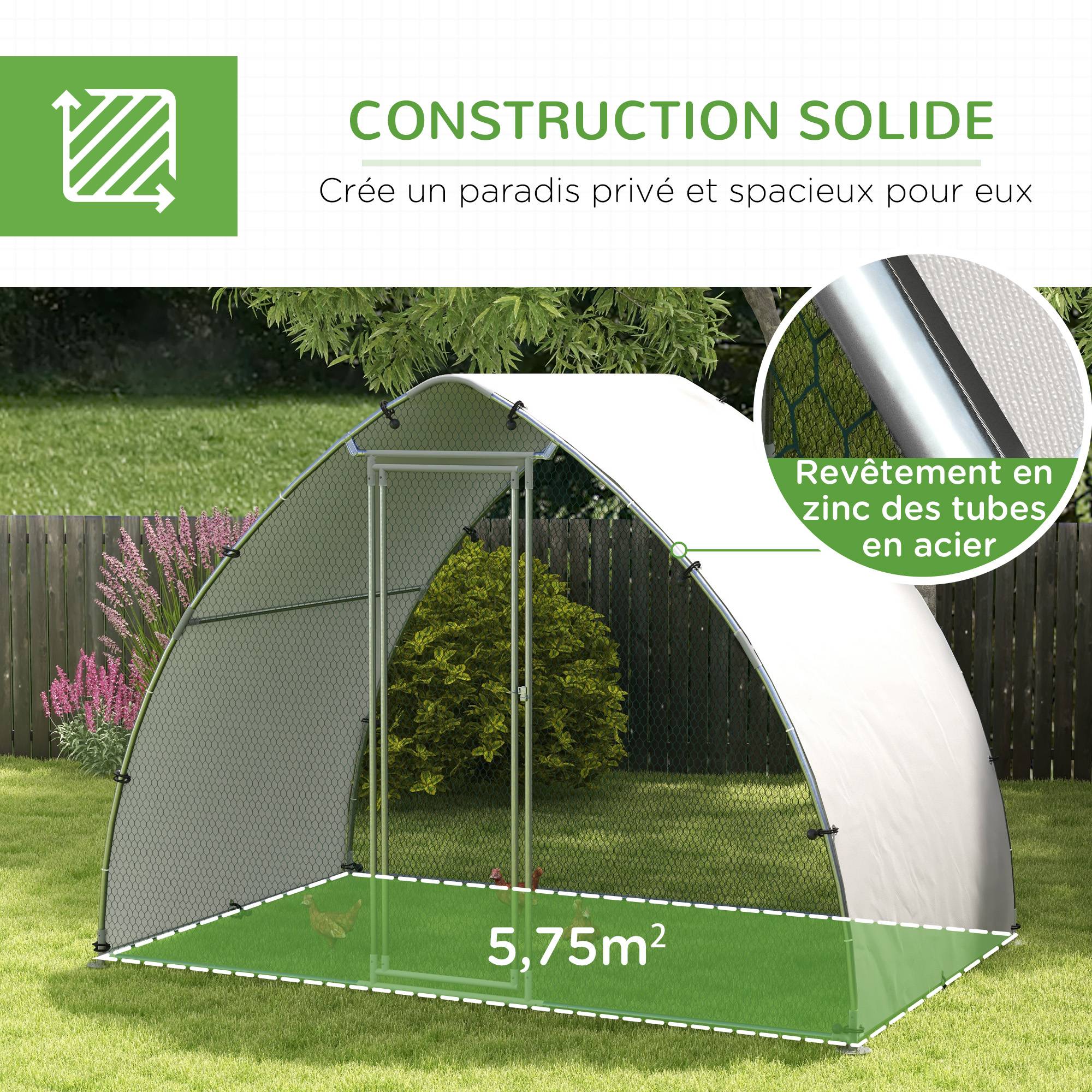 Grand Enclos Poulailler Acier Extérieur 5.75 m² - Parc Grillagé avec Toit Anti-UV - ComfortXL Outdoor Living - Image 8