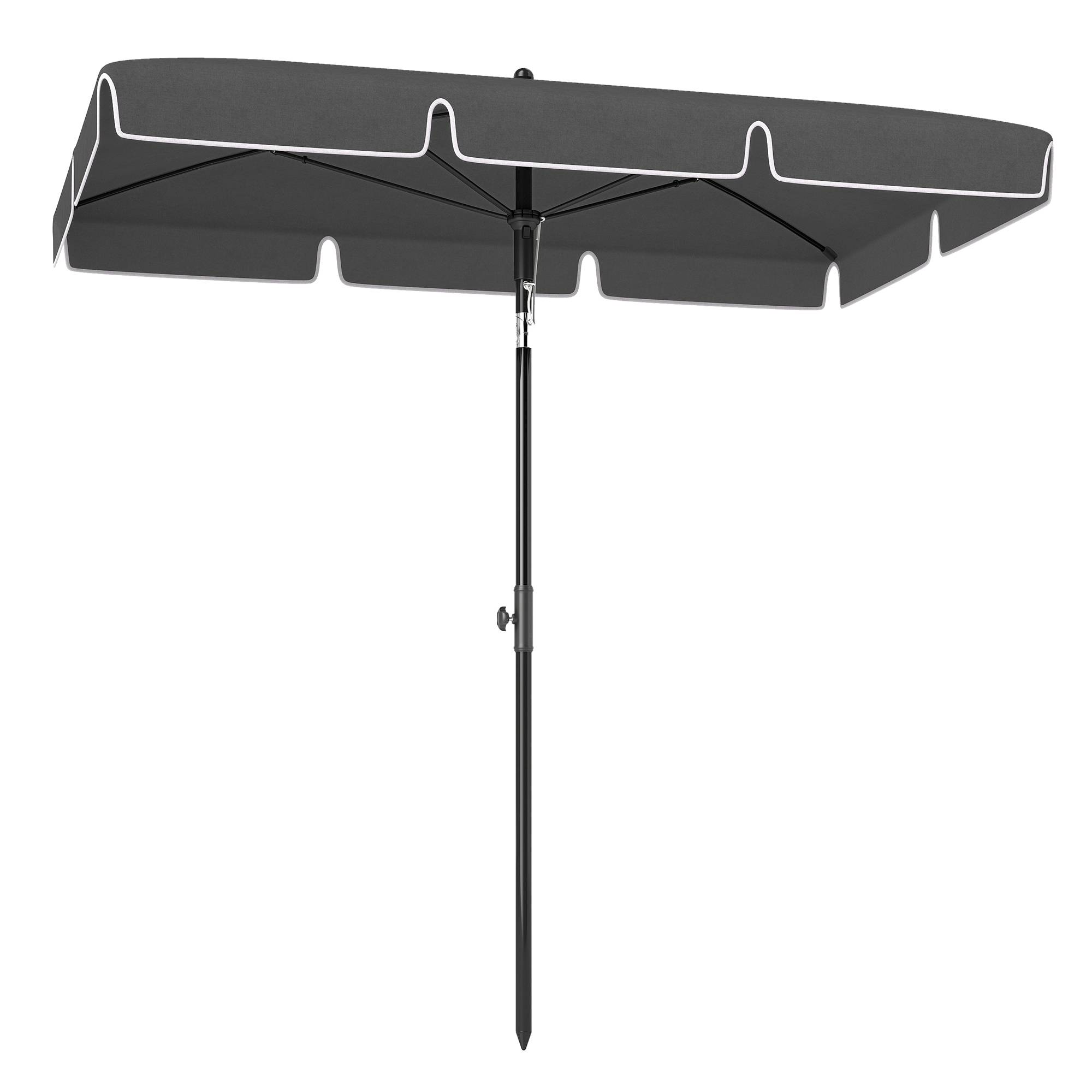PANGIVO - Parasol droit rectangulaire inclinable en aluminium métal et polyester gris 198 x 130 x 235 cm - PANGIVO - Image 2