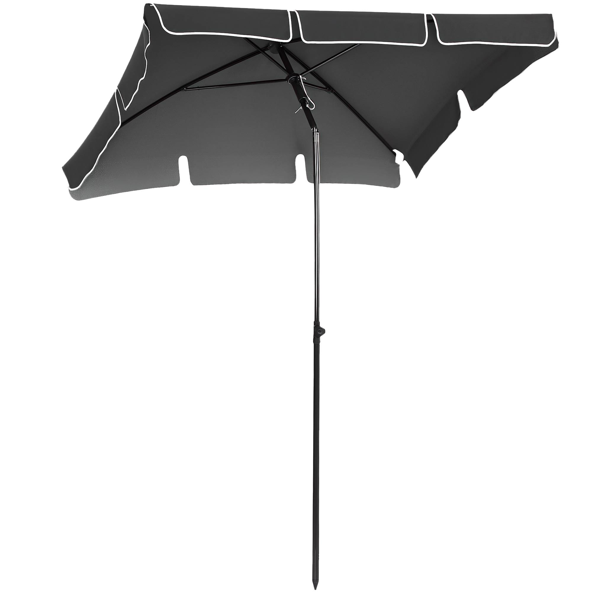 PANGIVO - Parasol droit rectangulaire inclinable en aluminium métal et polyester gris 198 x 130 x 235 cm - PANGIVO
