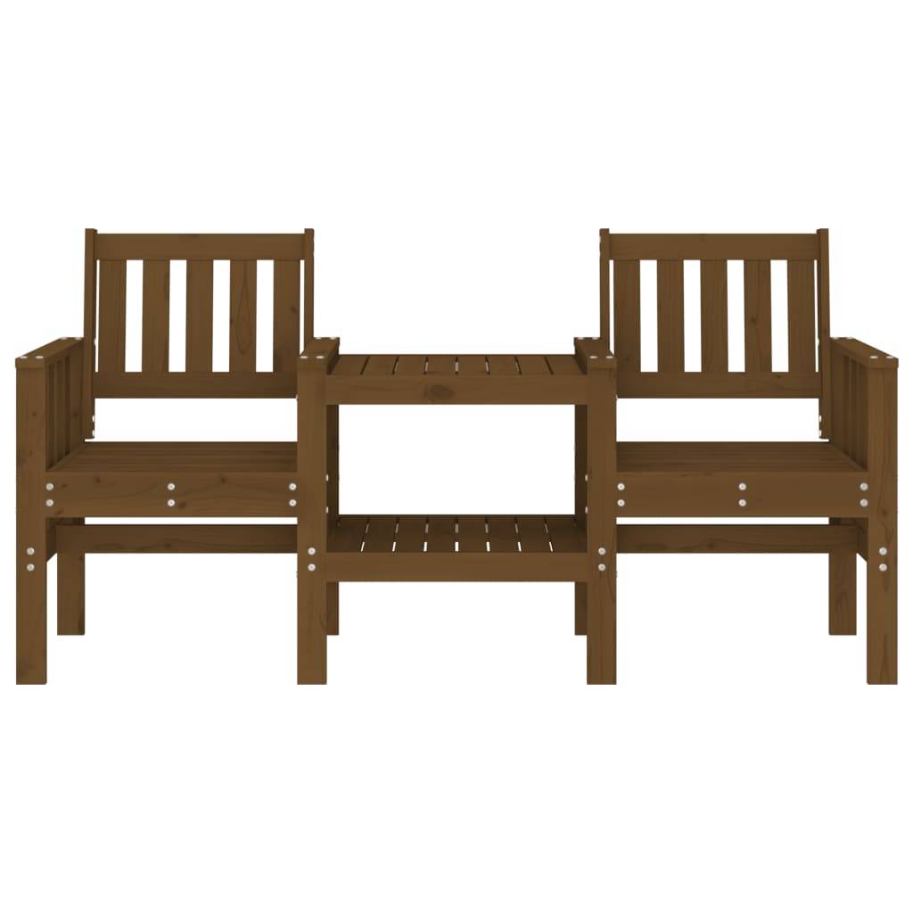 Maison Chic - Banc de jardin - Banc d'extérieur - Banquette avec table 2 places brun miel bois massif de pin-JU13962 - Imagen 3