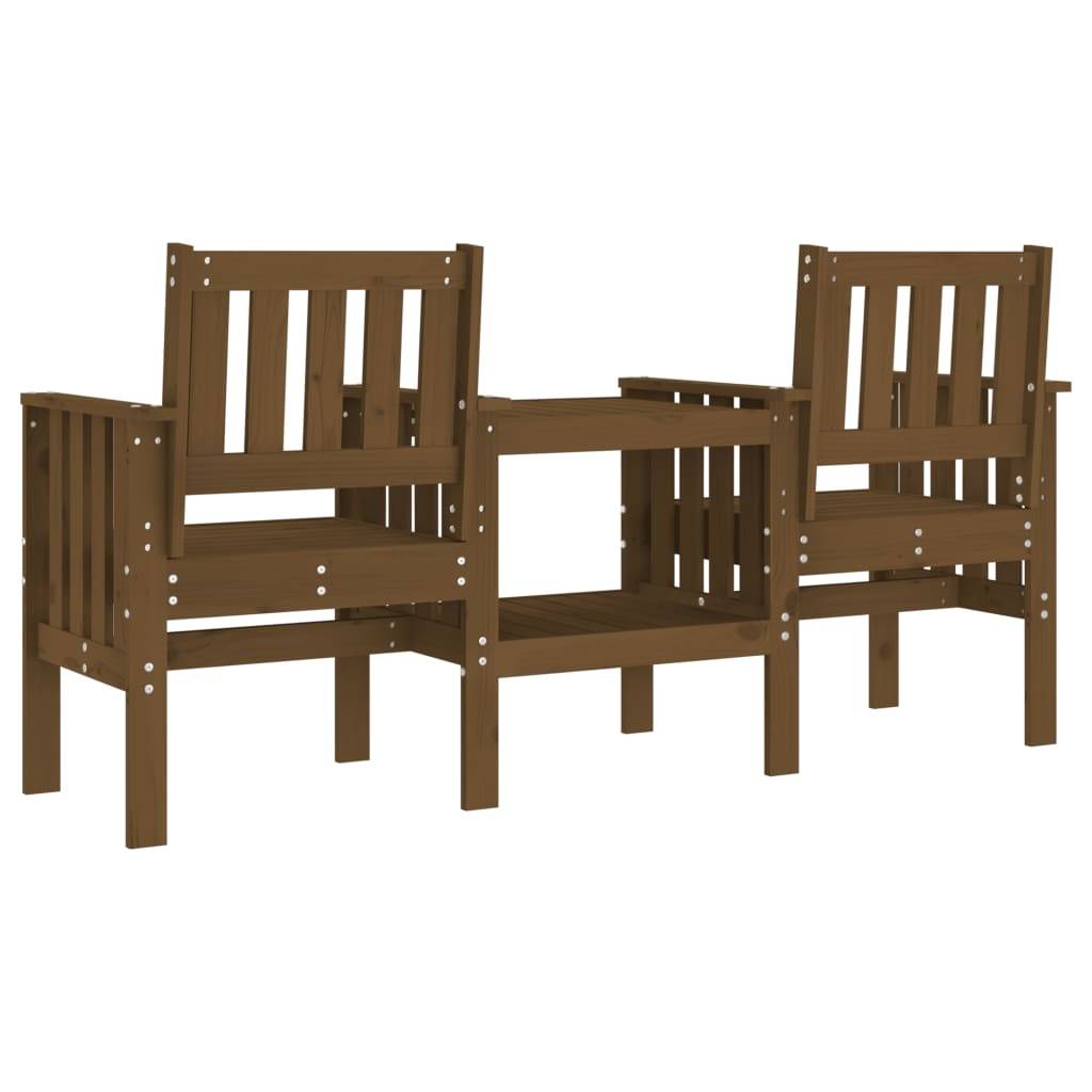 Maison Chic - Banc de jardin - Banc d'extérieur - Banquette avec table 2 places brun miel bois massif de pin-JU13962 - Imagen 5