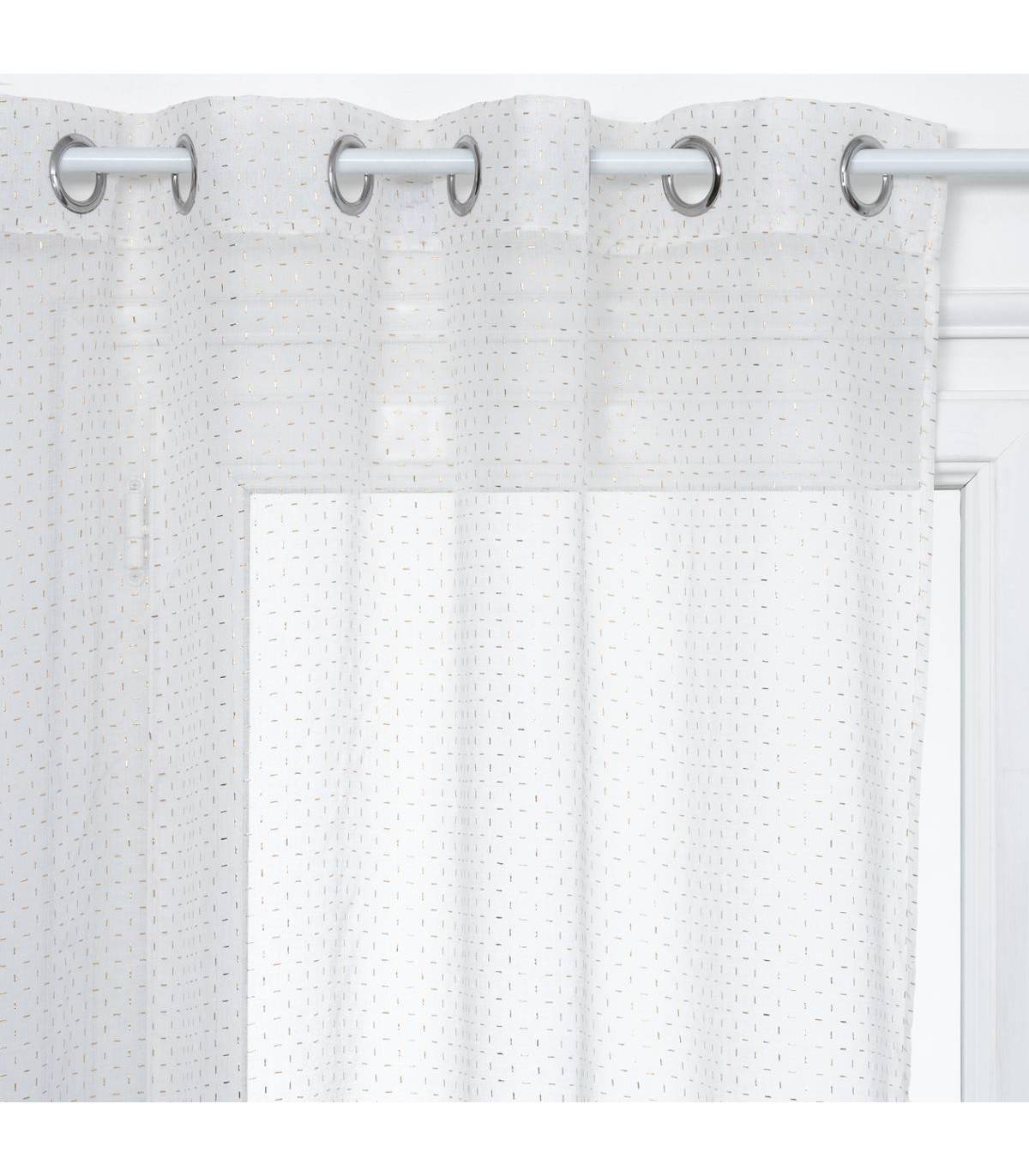 Voilage à œillets Blanc motif Croix Or en relief 140 x 240 cm - Imagen 1