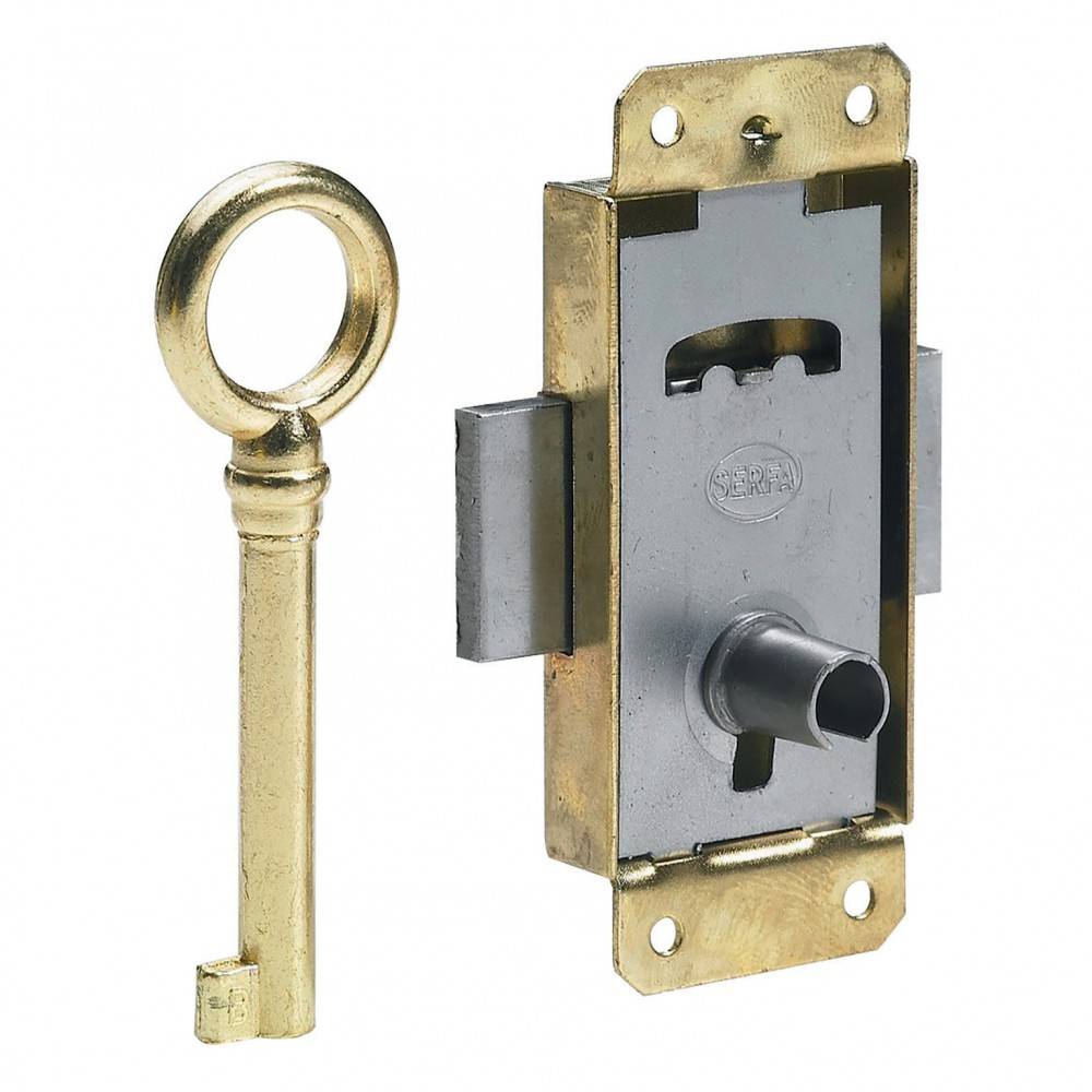 Serrure de meuble fer en applique HETTICH 20 mm réversible