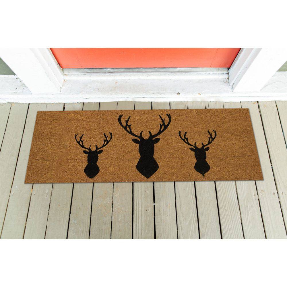 Aubry Gaspard - Paillasson grande taille en coco 120 x 40 cm 3 cerfs - Imagen 2