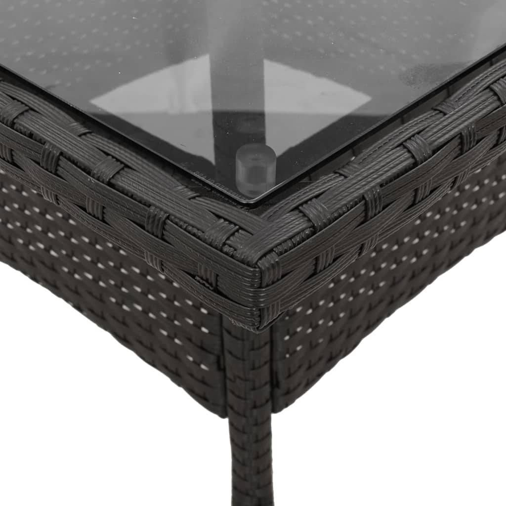 Table de jardin résine tressée noir avec dessus en verre 80 x 80 x 75 cm - PANGIVO - Image 8