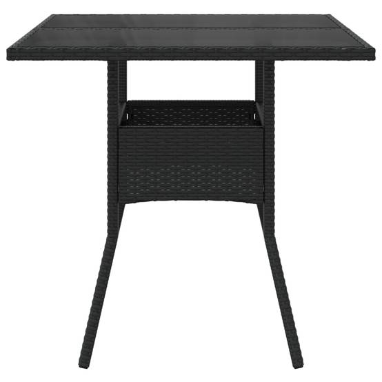 Table de jardin résine tressée noir avec dessus en verre 80 x 80 x 75 cm - PANGIVO - Image 5