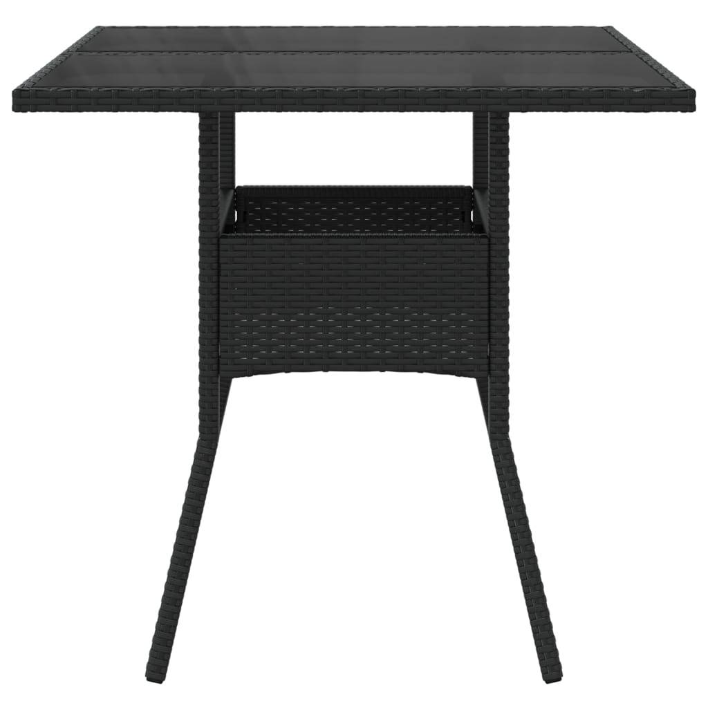 Table de jardin résine tressée noir avec dessus en verre 80 x 80 x 75 cm - PANGIVO - Image 5