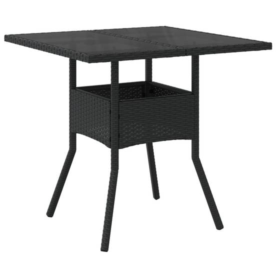 Table de jardin résine tressée noir avec dessus en verre 80 x 80 x 75 cm - PANGIVO - Image 2