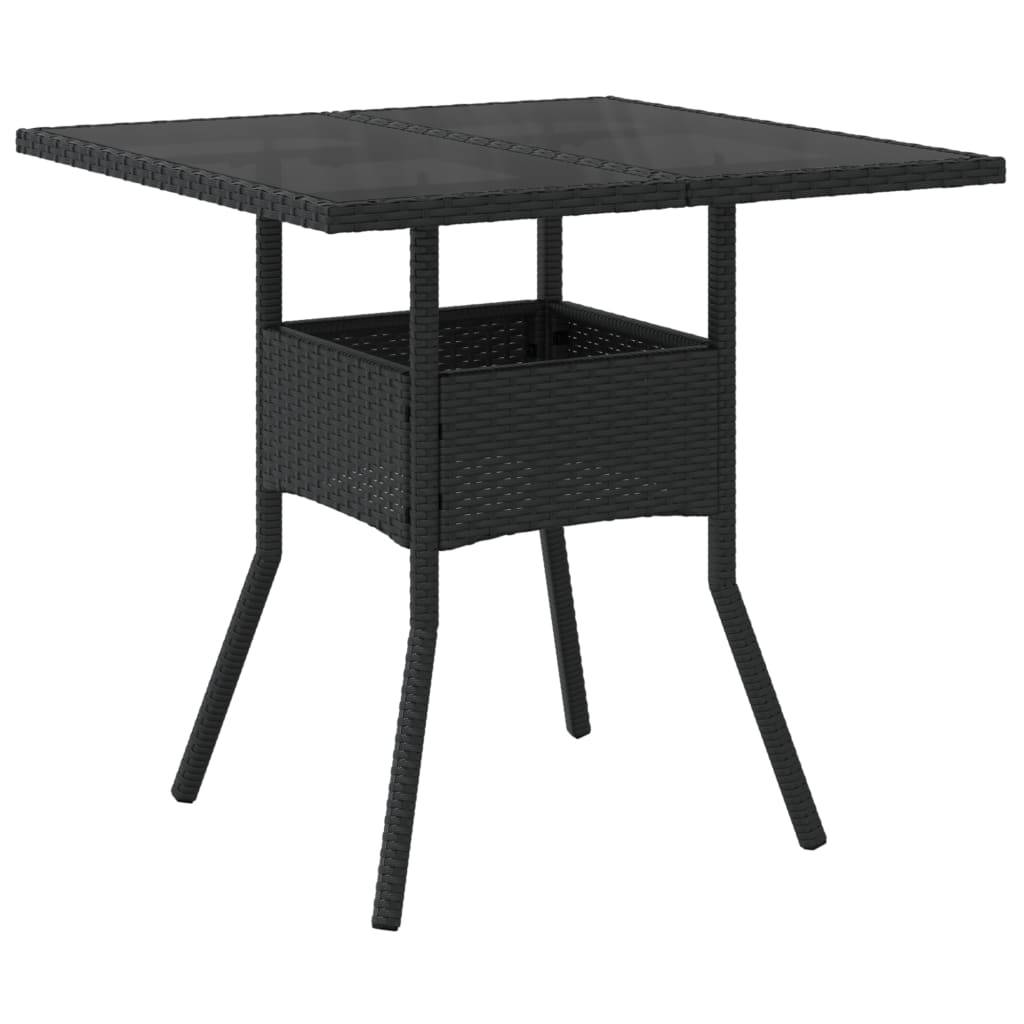 Table de jardin résine tressée noir avec dessus en verre 80 x 80 x 75 cm - PANGIVO - Image 2