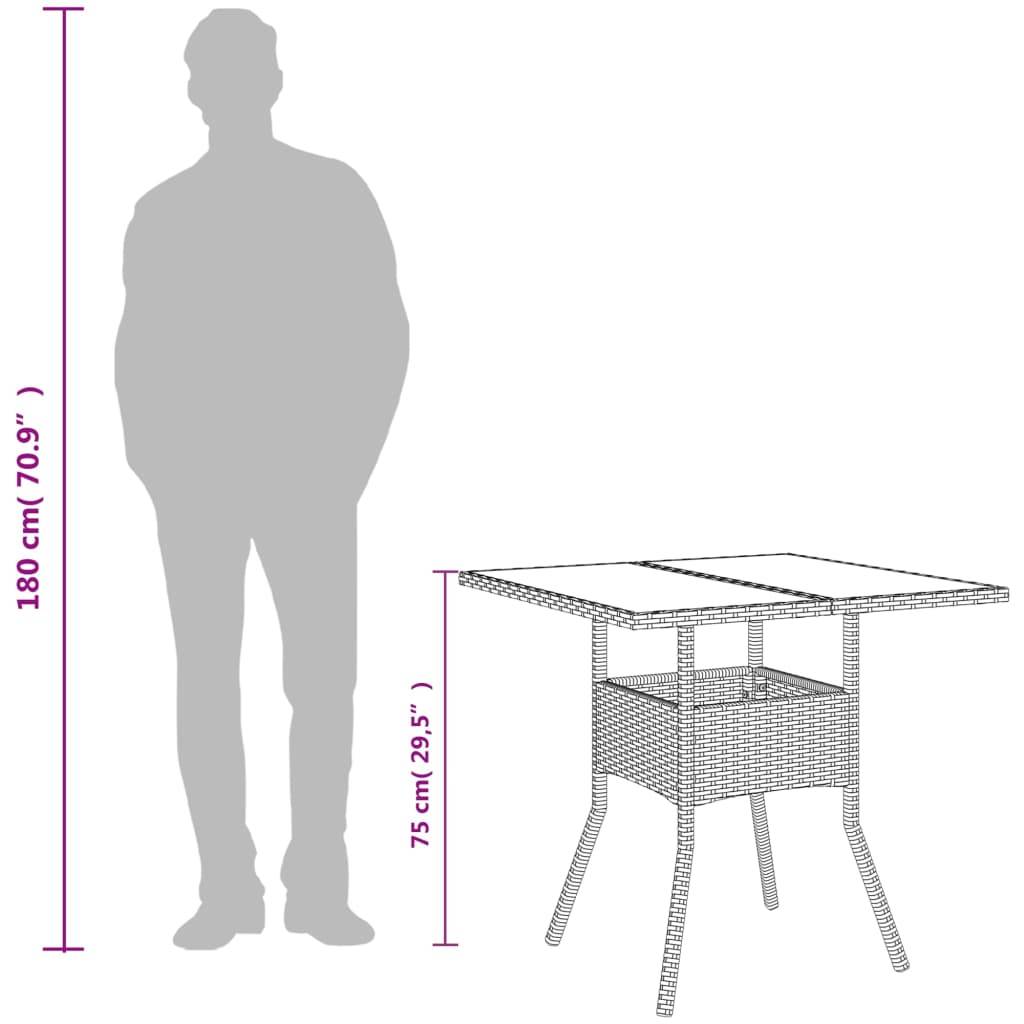 Table de jardin résine tressée noir avec dessus en verre 80 x 80 x 75 cm - PANGIVO - Image 10
