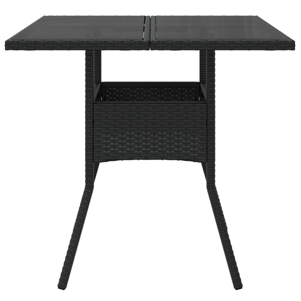 Table de jardin résine tressée noir avec dessus en verre 80 x 80 x 75 cm - PANGIVO - Image 4