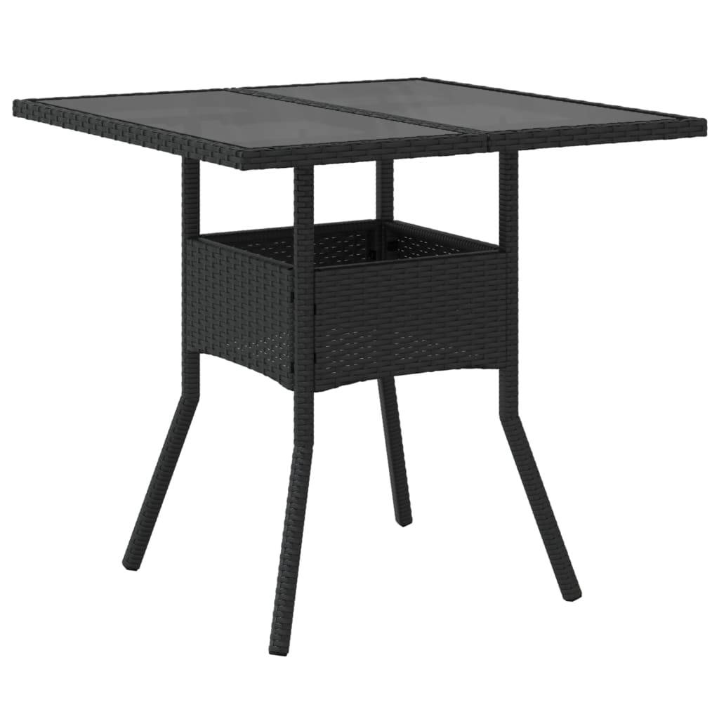 Table de jardin résine tressée noir avec dessus en verre 80 x 80 x 75 cm - PANGIVO - Image 6